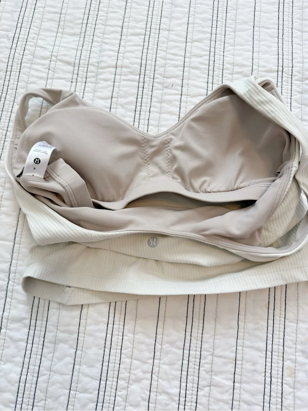 Lululemon Align Ribbed Tank Top Shine Bone Radiate Transparent Foil Ivory size 8